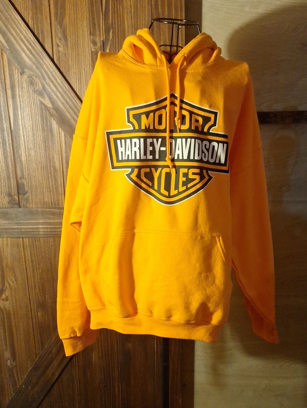 Harley-Davidson Bright Orange Pullover Hoodie with Black & White Logo